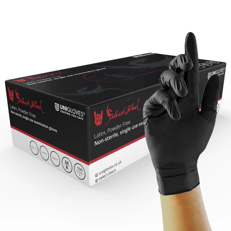 Guantes Negros Látex Unigloves - Caja 100uds
