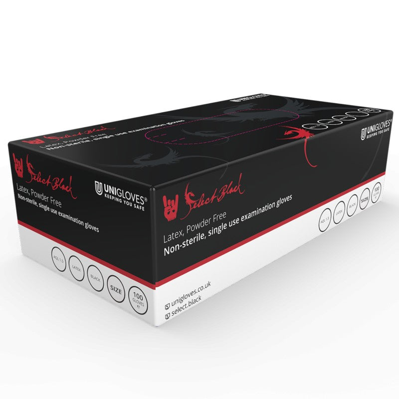 Guantes Negros Látex Unigloves - Caja 100uds