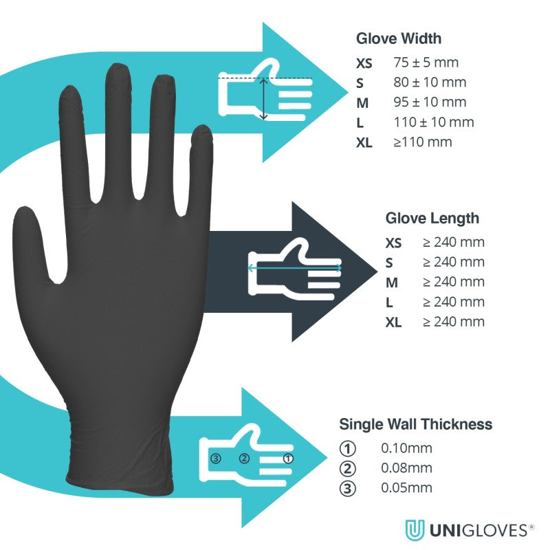Guantes Black Pearl Nitrilo Unigloves - Caja 100uds