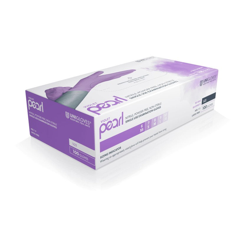 Guantes Violet Pearl Nitrilo Unigloves - Caja 100uds