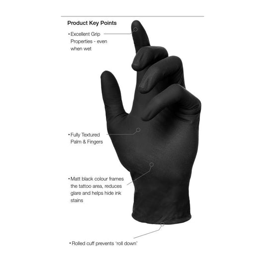 Guantes Negros Látex sin polvo Panthera - Caja 100uds