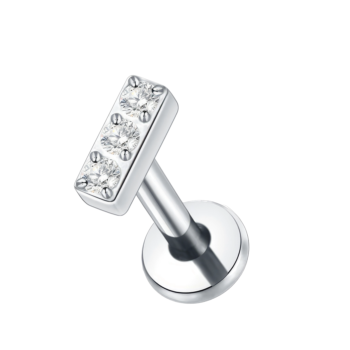 Labret helix titanio rectangular con trio de brillos