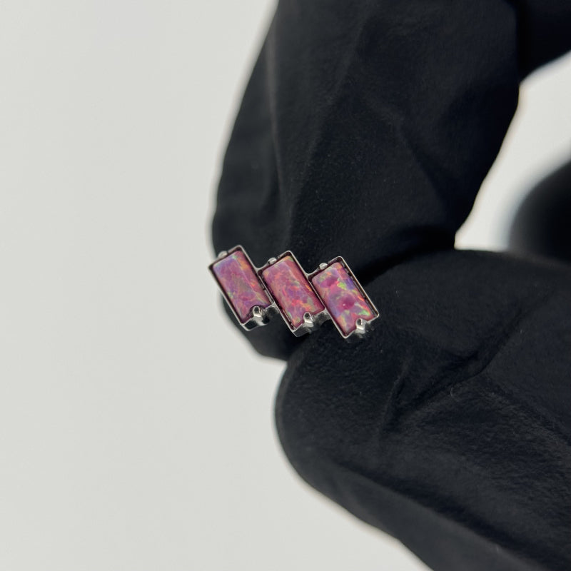 3 Bezel Set Rectangles Opal Stone Top