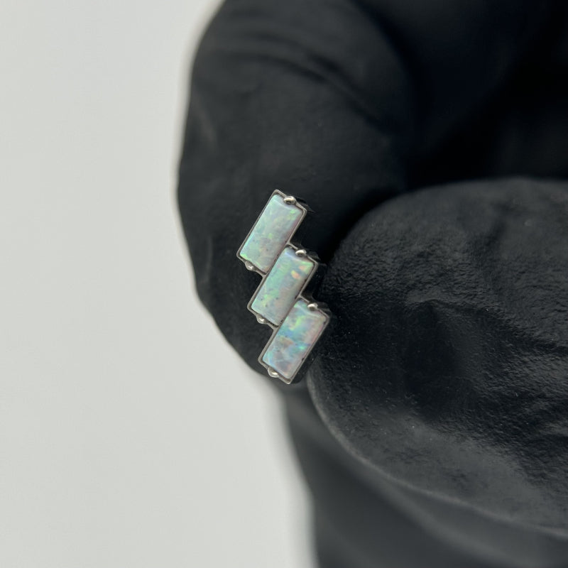 3 Bezel Set Rectangles Opal Stone Top