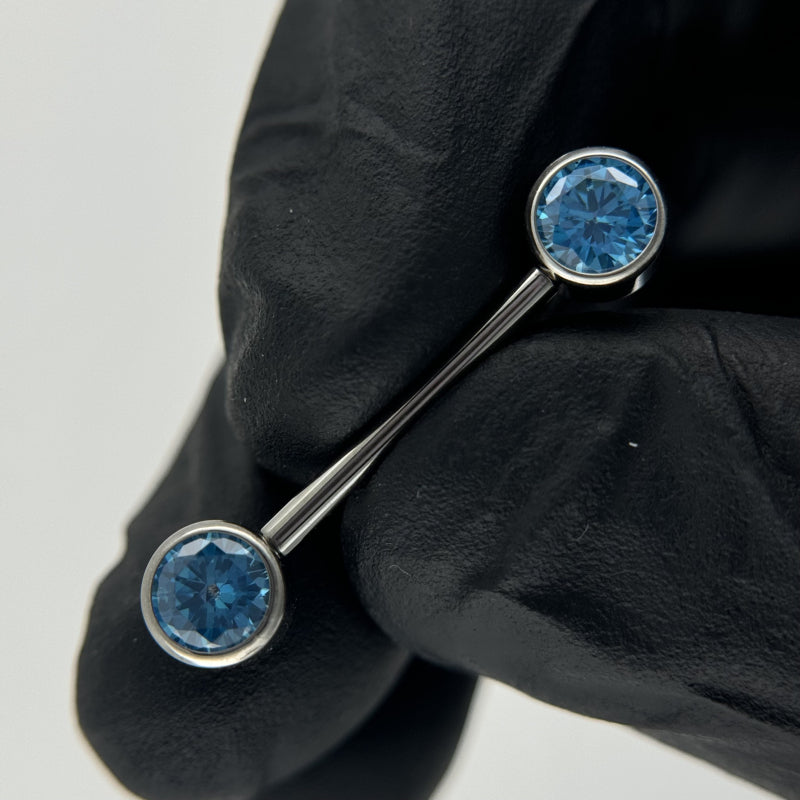 Nipple Barbell With Bezel Set CZ Ends