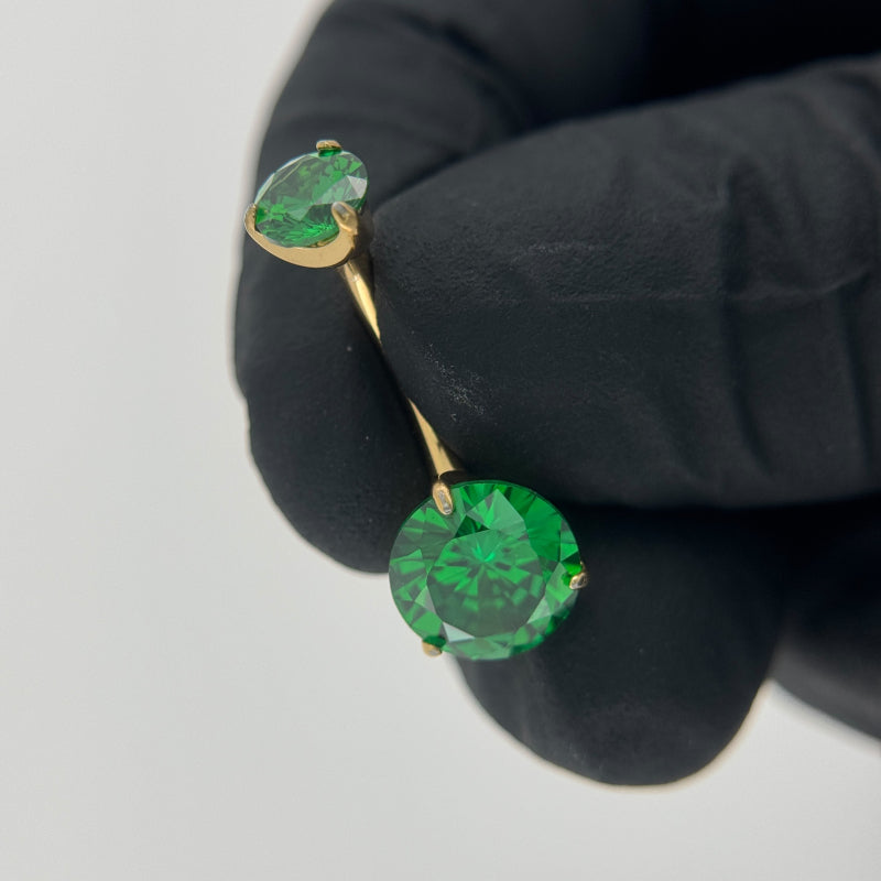 Set Double CZ Gem Belly Button