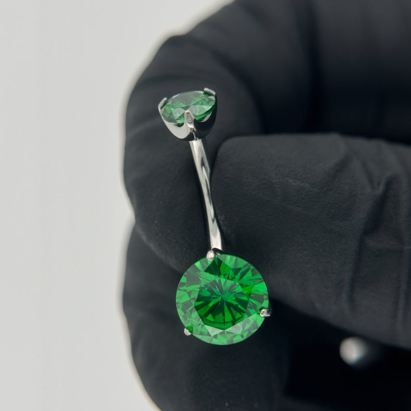 Set Double CZ Gem Belly Button